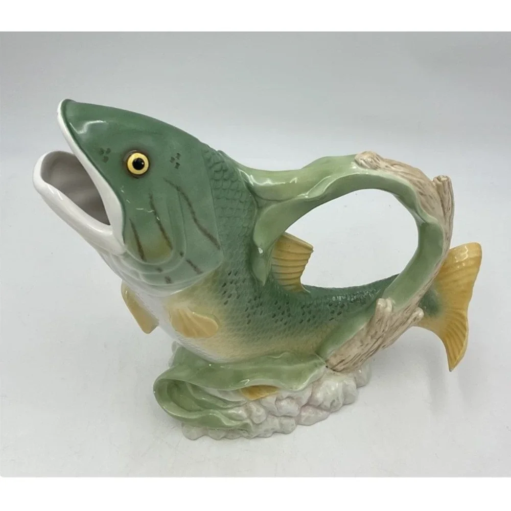 Lenox Riverwood by Catherine McClung Ceramic Fish Pitcher 11-1/2